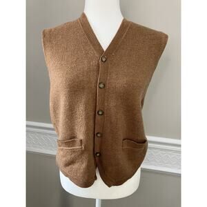 Beau Ties Of Vermont Wool Button up Sweater Vest Youth Size XL Tan Womens M